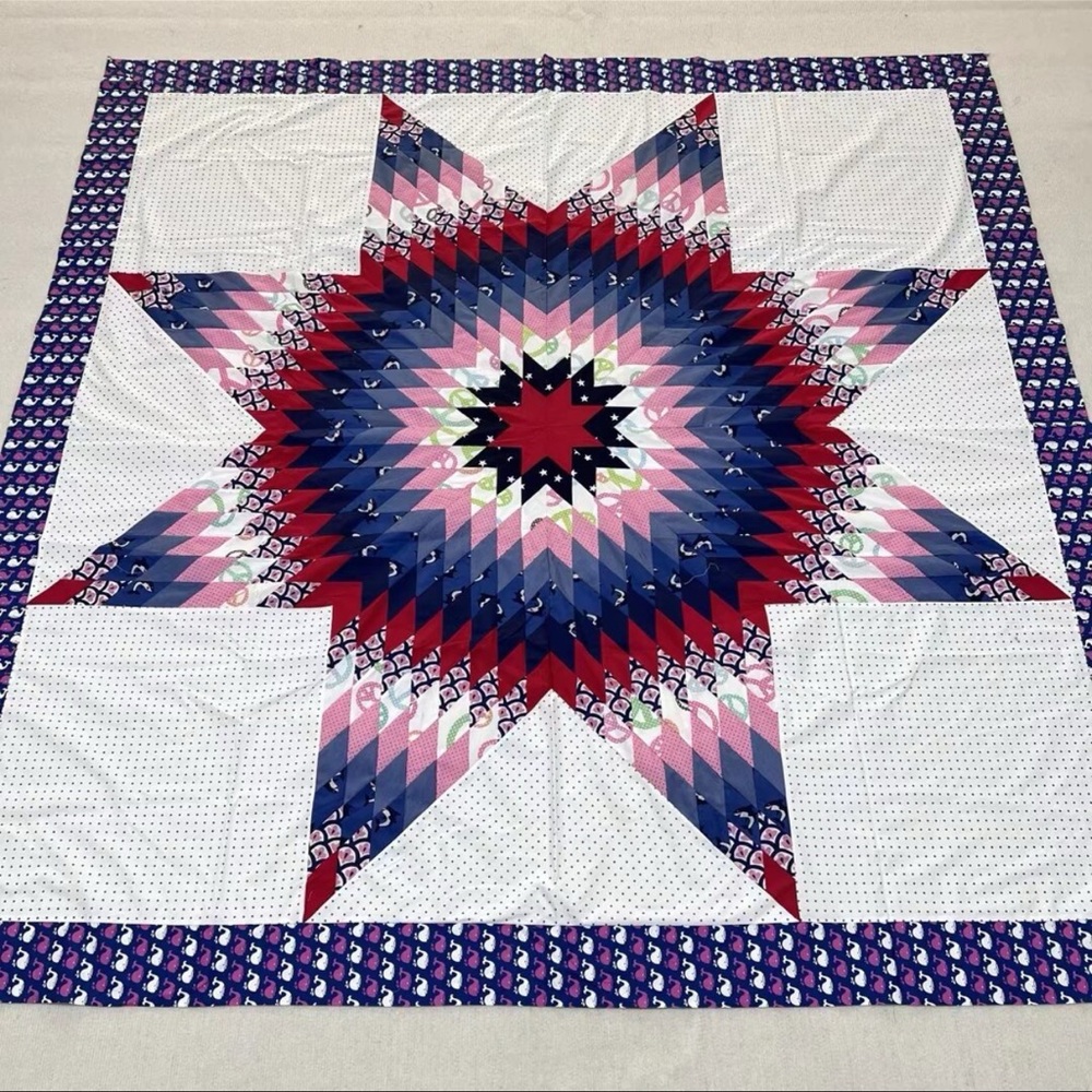 Handmade Texas Lone Star Patchwork Cotton Queen size Quilt Top/Topper - Picture 1 of 3